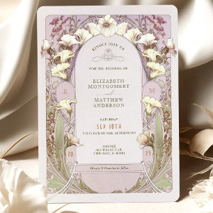 Invitaciones de boda vintage Art Nouveau de Mucha