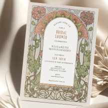 Invitaciones de boda vintage Art Nouveau Deco