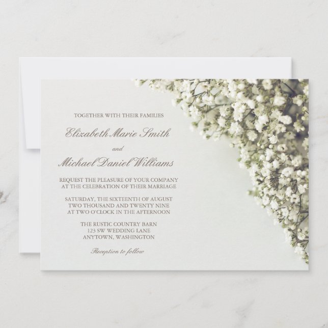 Invitaciones de boda Vintage Baby's Breath (Anverso)