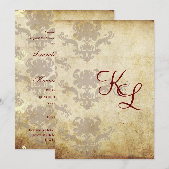INVITACIONES DE BODA VINTAGE DAMASK (Anverso / Reverso)