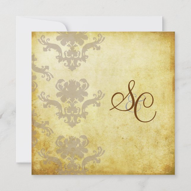 INVITACIONES DE BODA VINTAGE DAMASK (Anverso)
