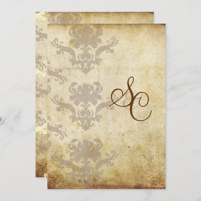 INVITACIONES DE BODA VINTAGE DAMASK (Anverso / Reverso)