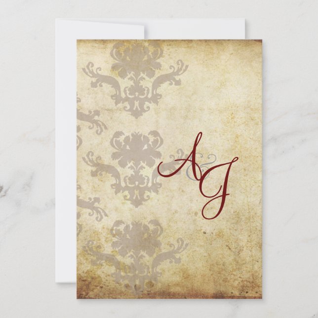 INVITACIONES DE BODA VINTAGE DAMASK (Anverso)