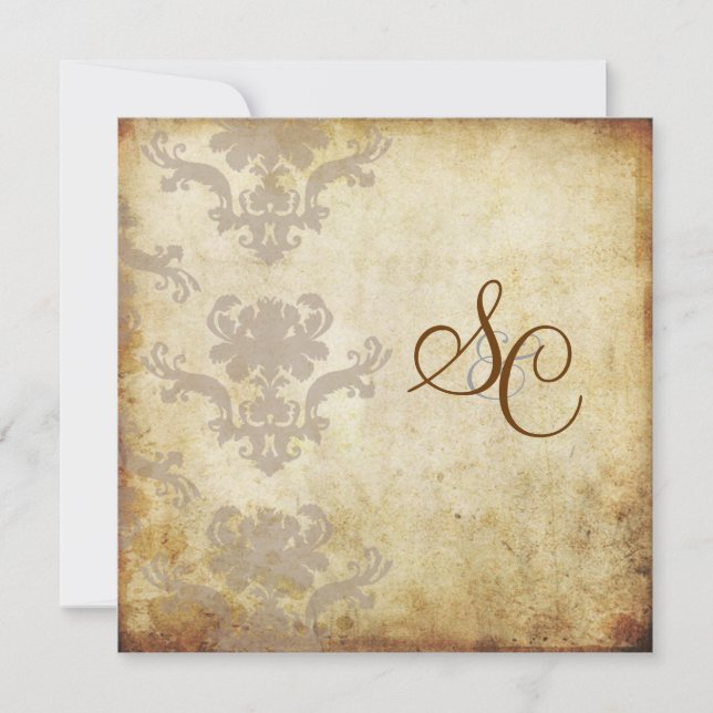 INVITACIONES DE BODA VINTAGE DAMASK (Anverso)