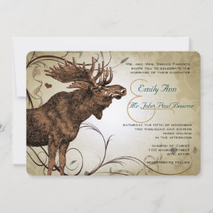 Invitaciones de boda vintage de alce