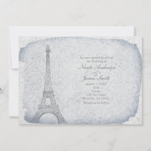 Invitaciones de boda vintage de la Torre Eiffel de