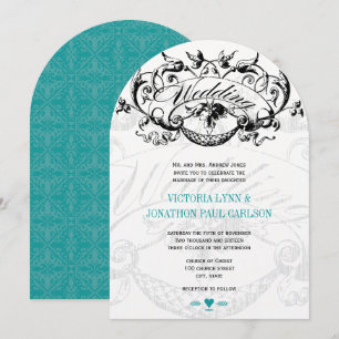 Invitaciones de boda Vintage Modern Teal Aqua