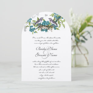 Invitaciones de boda vintage pájaros azul verde y