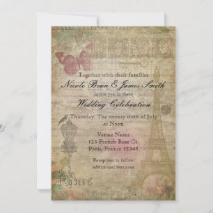 Invitaciones de boda Vintage Paris Chic