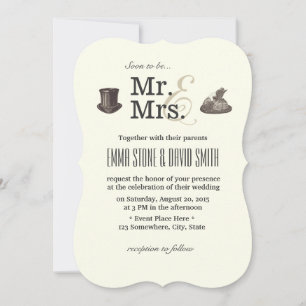 Invitaciones de boda vintage Sr. y Sra.