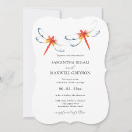 Invitaciones de boda Watercolor Red Dragonfly