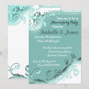 Invitaciones de boda y aniversario en teal suave