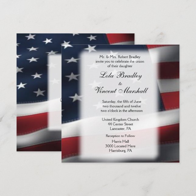 Invitaciones de Boda y recepción de la bandera est (Anverso / Reverso)