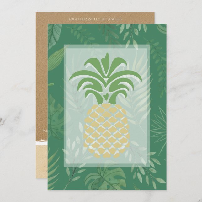Invitaciones de bodas a la piña tropical (Anverso / Reverso)