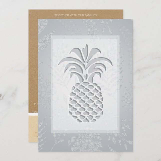 Invitaciones de bodas a la piña tropical (Anverso / Reverso)