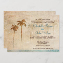 Invitaciones de bodas a la playa Rustic Palm Trees