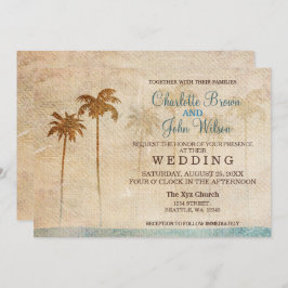 Invitaciones de bodas a la playa Rustic Palm Trees