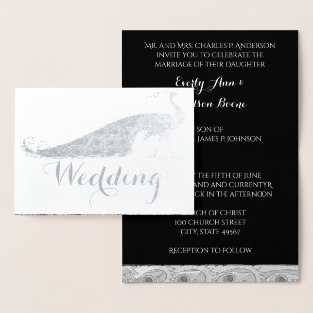 Invitaciones de bodas a la tipografía de pavo real (Demostración)