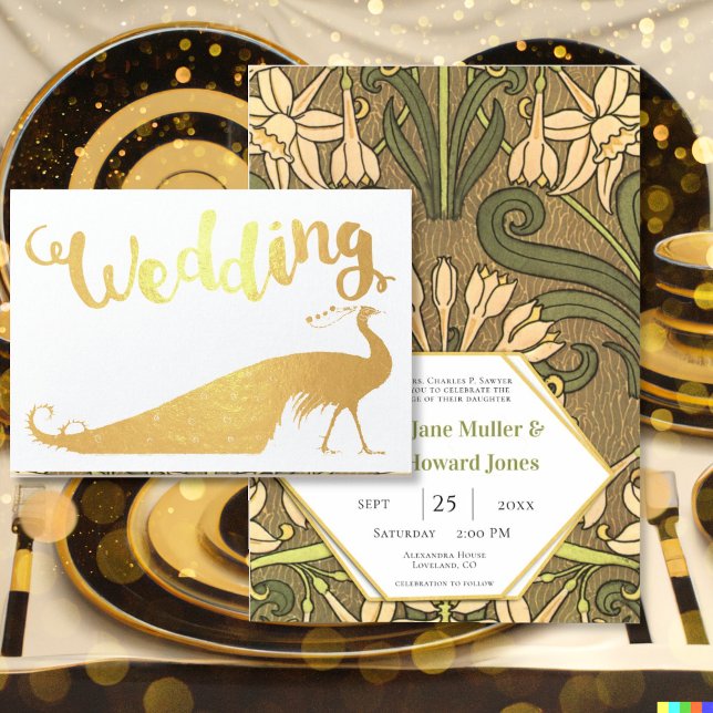 Invitaciones de bodas a la tipografía de pavo real (Subido por el creador)