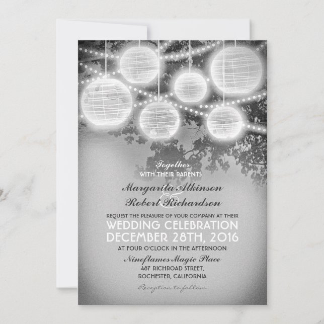 invitaciones de bodas a linternas vintage (Anverso)