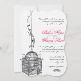 Invitaciones de bodas a los acentos rosados de la 