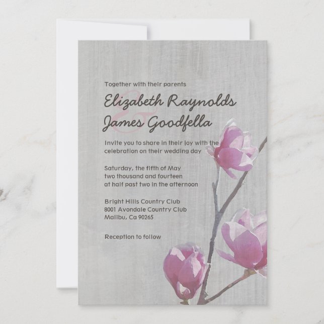 Invitaciones de bodas a Magnolias Vintage (Anverso)