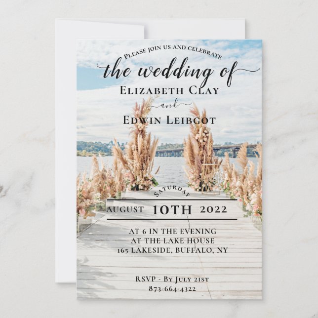 Invitaciones de bodas a orillas del lago (Anverso)