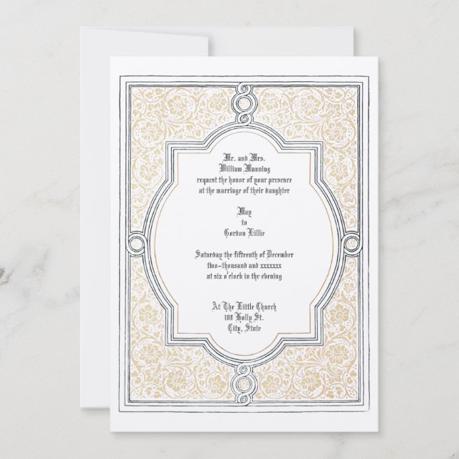 Invitaciones de bodas con bordes florales de orige (Anverso)