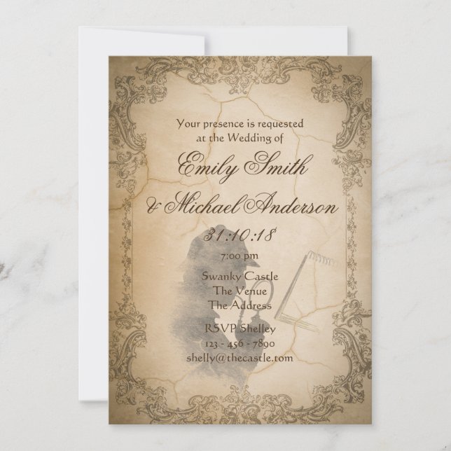 Invitaciones de BODAS con Misterio de Asesinato Pe (Anverso)
