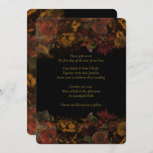 Invitaciones de bodas con pintura floral de otoño