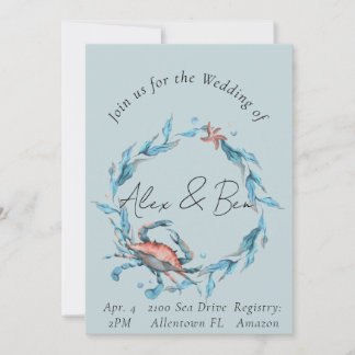 Invitaciones de bodas con temática oceánica para b
