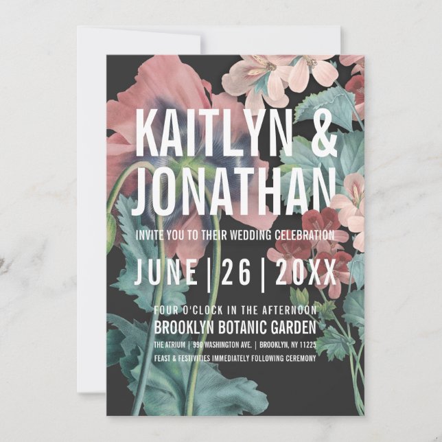 Invitaciones de bodas de abrazo botánico (Anverso)
