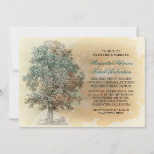 invitaciones de bodas de árboles de época rústica