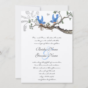 Invitaciones de bodas de aves azules vintage