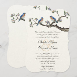 Invitaciones de bodas de aves azules vintage