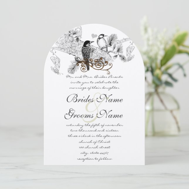 Invitaciones de bodas de aves vitícolas (Anverso de pie)