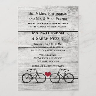 Invitaciones de bodas de bicicletas antiguas