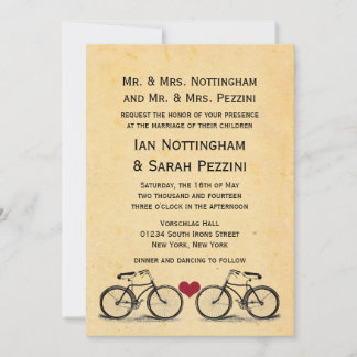 Invitaciones de bodas de bicicletas antiguas