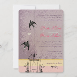 Invitaciones de bodas de bodas de aves en jaula de