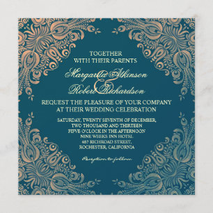invitaciones de bodas de damasco de moda elegante