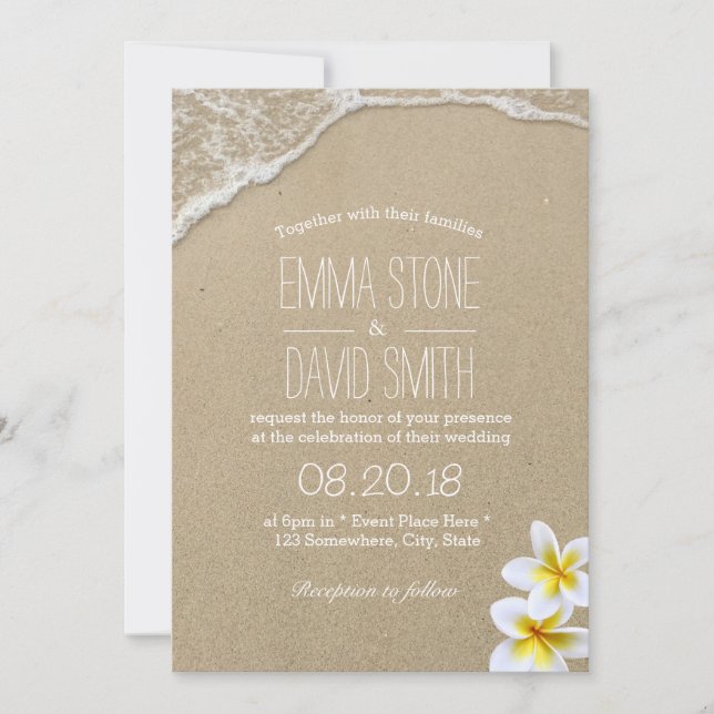 Invitaciones de bodas de destino de playas de Hawá (Anverso)