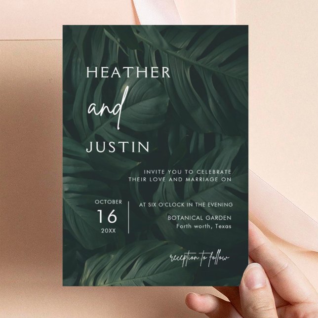 Invitaciones de bodas de destino tropical moderno (Subido por el creador)
