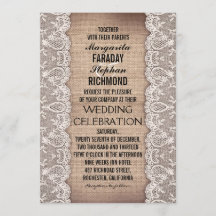 invitaciones de bodas de encaje antiguo y rústico