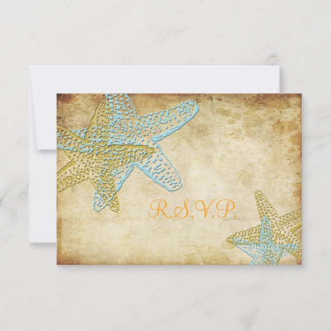 INVITACIONES DE BODAS DE ESTRELLAS DE MAR AZULES V (Anverso)