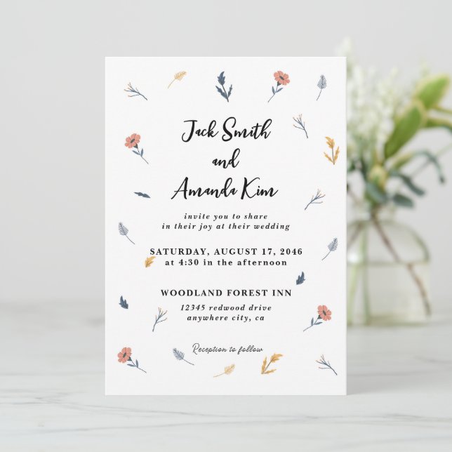 Invitaciones de Bodas de flores de mango de mango  (Anverso de pie)
