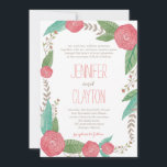 Invitaciones de bodas de flores pintadas<br><div class="desc">Elementos coincidentes disponibles. Visite nuestra tienda en BERRYBERRYSWEET.COM para más opciones. Diseño © Berry Berry Sweet Designs</div>