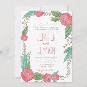 Invitaciones de bodas de flores pintadas