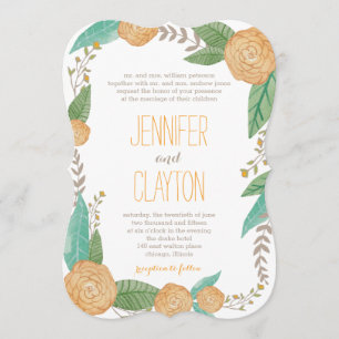 Invitaciones de bodas de flores pintadas