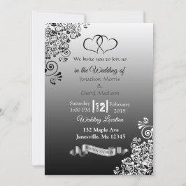 Invitaciones de bodas de gradiente negro y blanco