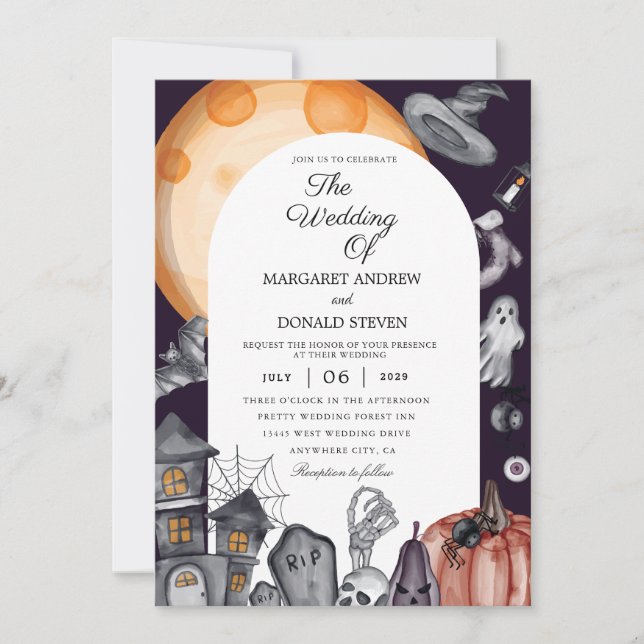invitaciones de bodas de halloween (Anverso)